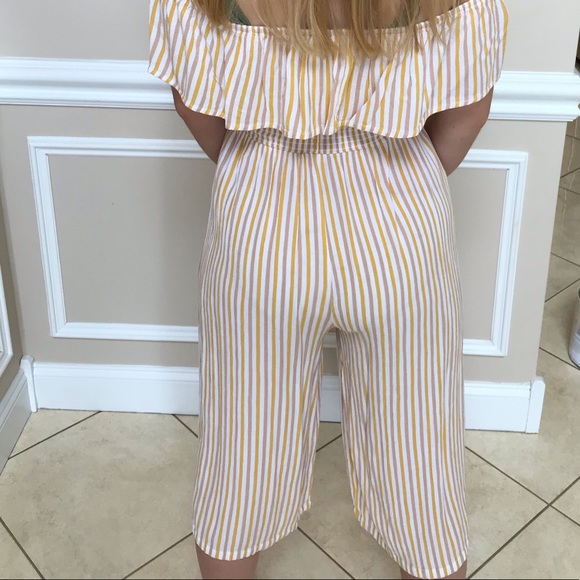 Primark Yellow/White Off the Shoulder Jumpsuit - Picture 3 of 4